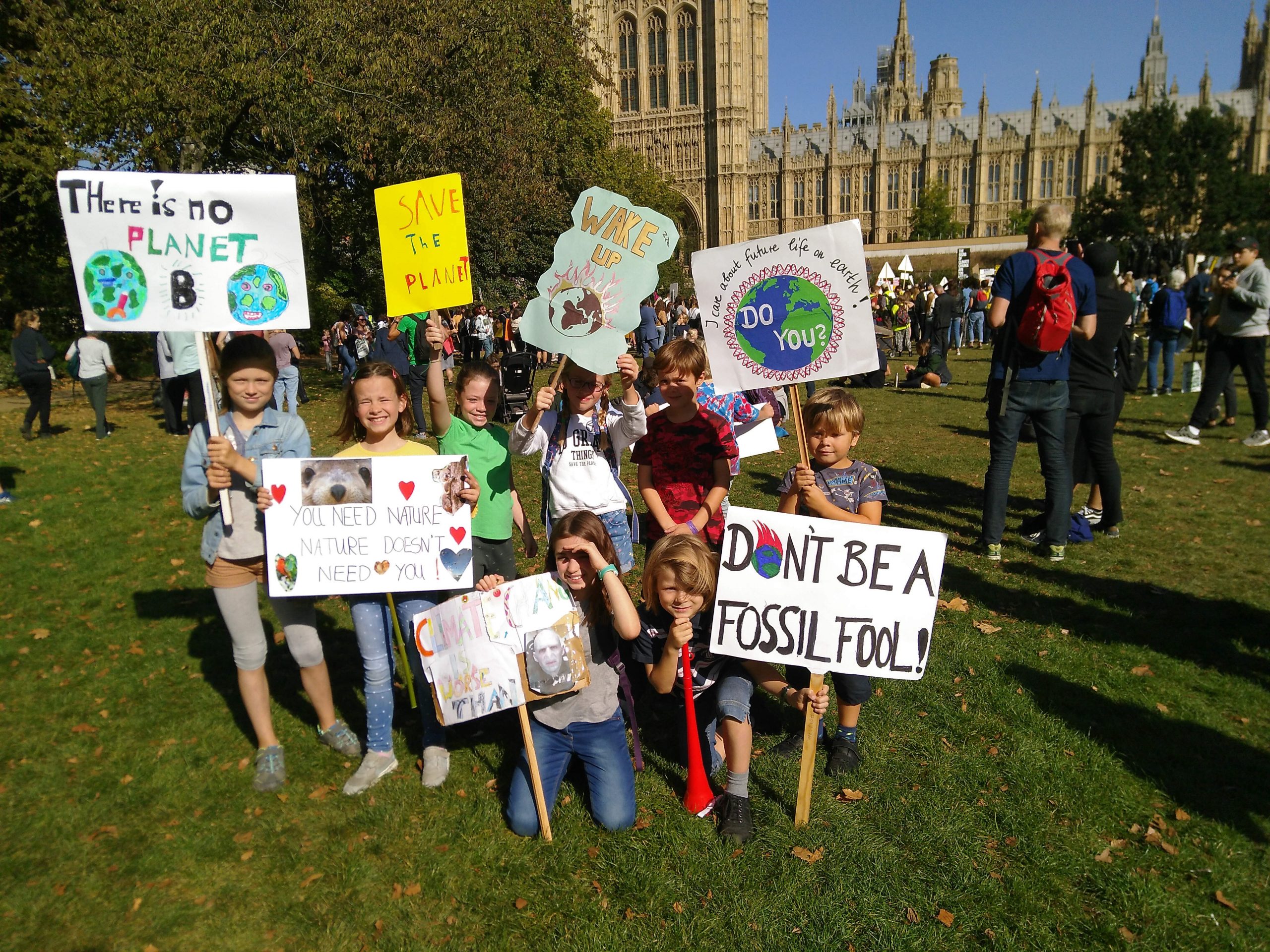 Climate strikers outside UK Parliament