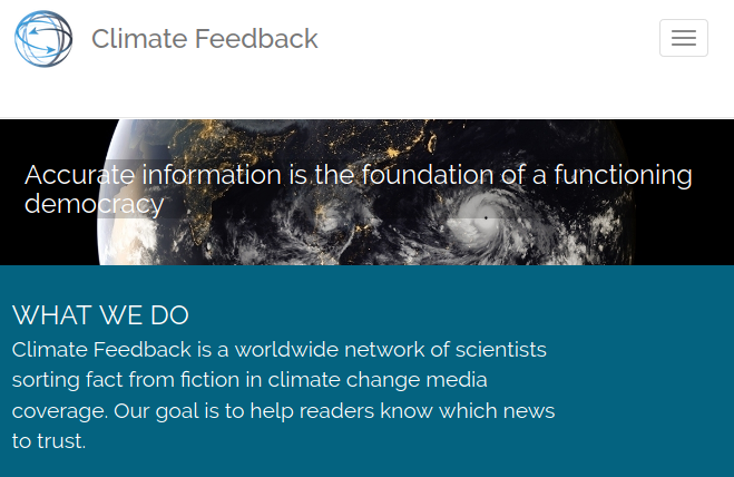 Screenshot of the Climate Feedback website
