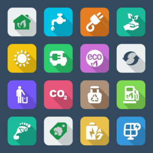 Eco icons shutterstock covered by a carbon currency